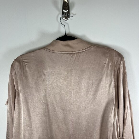 Calvin Klein Jeans Woman Puffy Satin Bomber Jacket Size Large Pink New With Tags - Picture 12 of 13